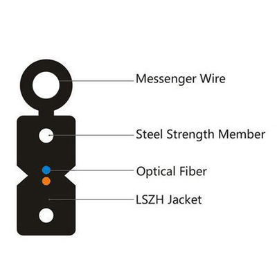 4 câble d'interface de fibre optique extérieur du câble d'interface du SM FTTH de Hilo GJYXCH-1B6 G657A2 avec le messager