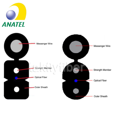 Câble plat plat de fibre de baisse approuvé par ANATEL de fil d'acier du câble d'interface de 1C 2C 4C G657A FTTH GJYXCH