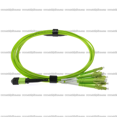 MPO - câble à plusieurs modes de fonctionnement de fibre de la corde de correction de la fibre 8xLC OM5 8F 3.0mm LSZH MPO