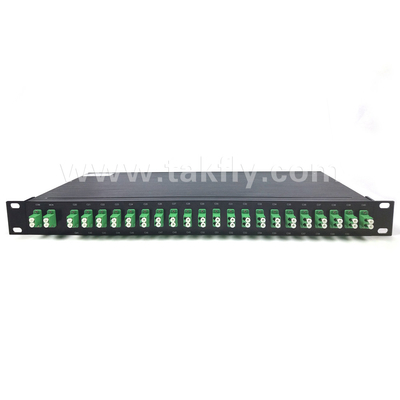 100 GHz AWG 40CH DWDM MUX DEMUX avec hauteur de fibre -100-0μm et diamètre de câble de 0,9 mm