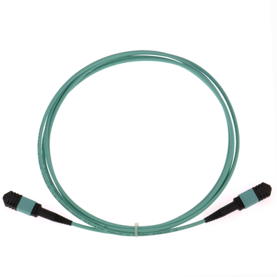 Élite Multimode OM3 50/125, PLENUM OFNP Type B MPO Patch Cord 3m 10ft PC MTP-12 féminin à PC MTP-12 féminin