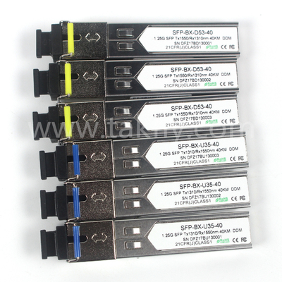 1.25G SFP BIDI Module de récepteur optique Tx1310/Rx1550nm 40KM SMF DDM LC CISCO JUNIPER HUAWEI Compatible
