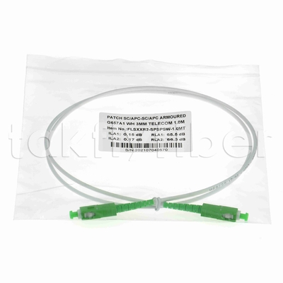 EN50575 CPR Certifié SC APC Cordure de patch à fibre optique Blindé Patch à fibre optique conduit Simplex 3,0 mm LSZH Veste blanche