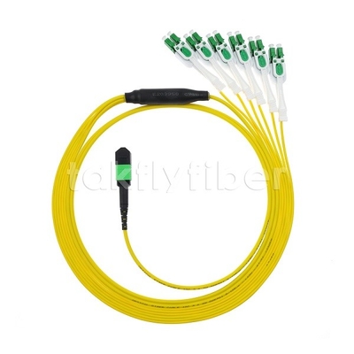 12F MPO-6x LC APC DX Uniboot SM Cordon de patch en fibre optique avec manche en nickel de 3,0 mm de diamètre