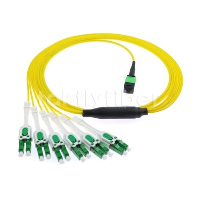 12F MPO-6x LC APC DX Uniboot SM Cordon de patch en fibre optique avec manche en nickel de 3,0 mm de diamètre