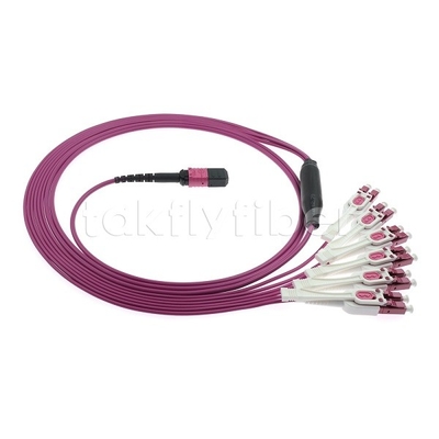 12F MPO/MTP-LC APC DX Uniboot OM4 Cordon de patch à fibre optique pour les centres de données -40°C à 85°C