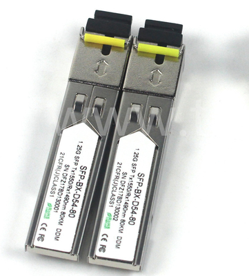 1.25G SFP BIDI Module Tx1490/Rx1550nm 80KM SMF DDM LC CISCO JUNIPER HUAWEI Compatible