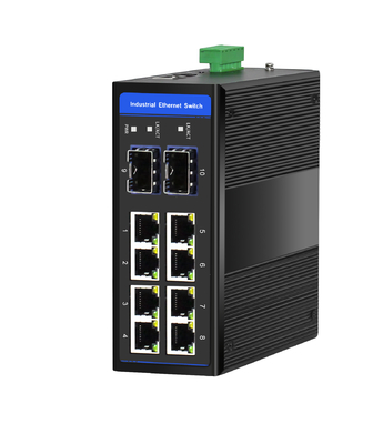 Commutateur industriel Gigabit POE à 8 ports avec 2 fentes SFP DIN-Rail Mount