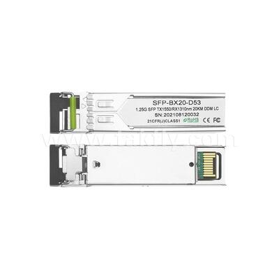 Module émetteur-récepteur SFP 1,25 Gbit/s 20 km LC Portée Tx1310nm/Rx1550nm Bidirectionnel pour Data Center FTTH FTTX