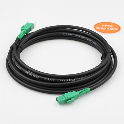 Cordon de brassage à fibre optique SC APC avec gaine noire en fibre TPU G657A2 et CPR Eca évalué pour câble de dérivation FTTH