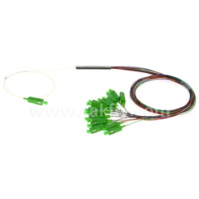 Fiber Optic PLC Splitter 0.9mm colored outlets Mini Steel Tube SC APC/UPC for Data Center Telecom FTTX