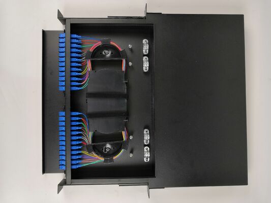 1U 48Cœurs Cadre de Distribution Fibre Optique Glissable Montable en Rack 19 pouces avec Gestion Facile des Câbles