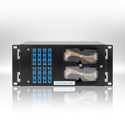 1U Rackmount ODF à accès avant avec 2 plateaux d'épissure et 12-48 capacités de noyau