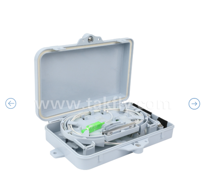 Boîte de terminaison à fibres optiques FTKS-1805-04A, 4 SC/APC SM SX Adaptateur, coque à cochon installé, FTTH FTTx Splicing Distribution Splitting Storage Cabling Management Enclosure Monture murale