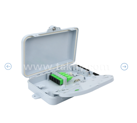 Boîte de terminaison à fibres optiques FTKS-1805-04A, 4 SC/APC SM SX Adaptateur, coque à cochon installé, FTTH FTTx Splicing Distribution Splitting Storage Cabling Management Enclosure Monture murale