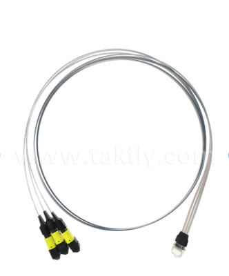 MTP 12CH×3 à 36 canaux assemblage de fibres de fibre 3×12CH connecteurs MTP à 36CH FAU V-Groove, faible perte d'insertion, pour les émetteurs-récepteurs optiques 1.6T et les optiques co-emballées (CPO)