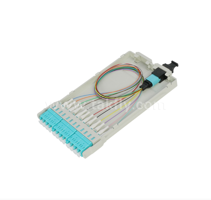 Module cassette préconnectorisé MPO/MTP vers LC – 12 cœurs, panneau avant LC duplex, adaptateur arrière MPO, Plug-and-Play pour le câblage de centre de données haute densité