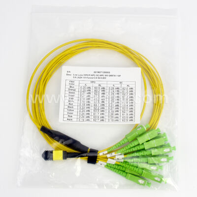 MPO MTP câble de patch multifibres à haute densité 8/12/24, faible perte, 500 cycles d'accouplement, conforme à la CEI et à la TIA