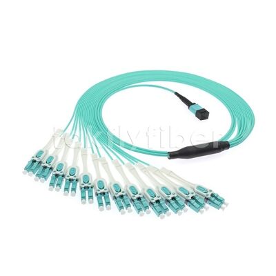 Câble à fibres optiques multimode OM3 de sortie Uniboot LC de cordon de brassage MPO/MTP pour le câblage de centre de données AI Telecom