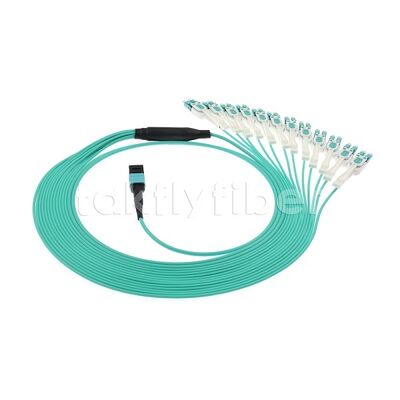 Câble à fibres optiques multimode OM3 de sortie Uniboot LC de cordon de brassage MPO/MTP pour le câblage de centre de données AI Telecom