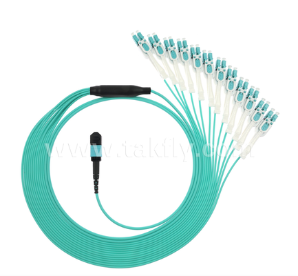 MPO/MTP à LC Uniboot Breakout Patch Cord OM3 Multimode, haute densité, polarité réversible pour les centres de données 40G/100G