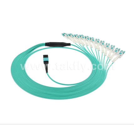 MPO/MTP à LC Uniboot Breakout Patch Cord OM3 Multimode, haute densité, polarité réversible pour les centres de données 40G/100G