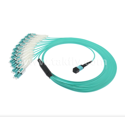 MPO/MTP à LC Uniboot Breakout Patch Cord OM3 Multimode, haute densité, polarité réversible pour les centres de données 40G/100G