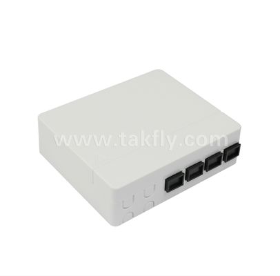 Boîte de terminaison de fibre TKS-1806-04C-4 ports - Montage en surface, compatible SC/LC, conception modulaire pour sous-systèmes de zone de travail.