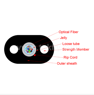Câble de branchement plat intérieur/extérieur FTTH GYFXTBY – 12 fibres, étanche, renforcé par FRP pour réseaux d'accès