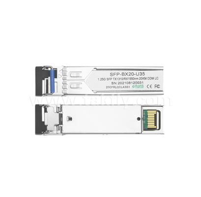 B3524-3LCD20 émetteur-récepteur bidirectionnel SFP de 1,25 Gbps, 20 km, Tx1310nm/Rx1550nm, FP Laser, LC Simplex, DDM/DOM