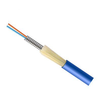 Veste bleue de PVC du SM G657A1 en métal 2 de noyau de câble blindé de fibre optique d'intérieur du câble OFC
