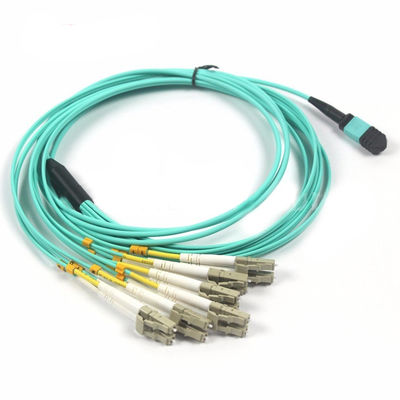 Câble optique de sortance de Mtp de noyau de la sortance LC OM3 12 de fibre de MPO MTP 10 mètres