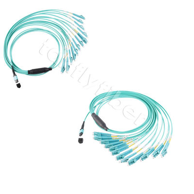 Cable MPO MTP en fibre optique de 24 cœurs à 12LC DX Om3 Fanout Patch Cord pour les réseaux LAN et WAN