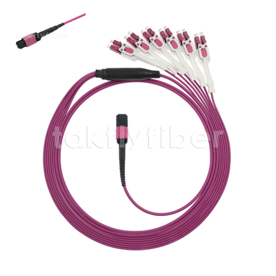 Câble optique 8 12 de corde de correction de la fibre MTP MPO 24 noyaux OM3 OM4