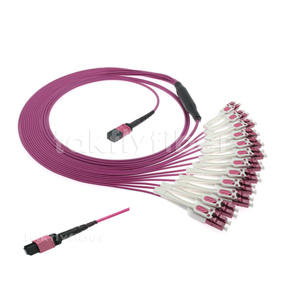 24 cordes de correction à plusieurs modes de fonctionnement optiques de la fibre OM4 du câble MPO de fibre de noyaux