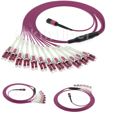 24 cordes de correction à plusieurs modes de fonctionnement optiques de la fibre OM4 du câble MPO de fibre de noyaux
