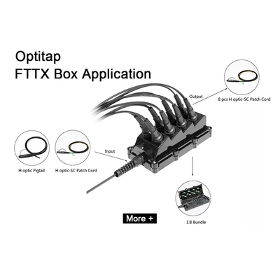 boîte de diélectrique de câble d'interface de connecteur d'OptiTap du diviseur 1x8/câble MST de Tonable, fermeture gauche de joint de 8 OptiTap