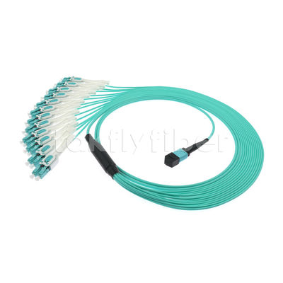 Cordon de brassage fibre optique MPO MTP 24 cœurs 12LC DX OM3 Fanout pour LAN et WAN