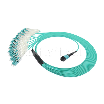 Cable MPO MTP en fibre optique de 24 cœurs à 12LC DX Om3 Fanout Patch Cord pour les réseaux LAN et WAN