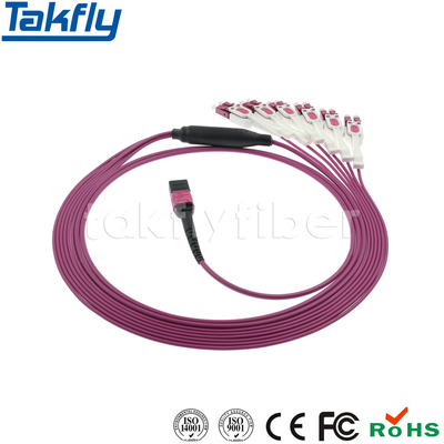 Caractères élite câble à haute densité de sortance d'OM4 MPO-LC du câble à plusieurs modes de fonctionnement 12C MTP-LC OM4 d'évasion