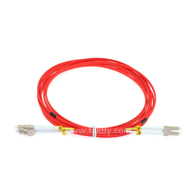 Couleur rouge OM2 50/125nm de corde de correction de fibre du duplex LSZH de LC
