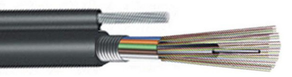 GYTC8A 2-144F câble en fibre extérieure avec fil d'acier et renforcement du centre du brin d'acier