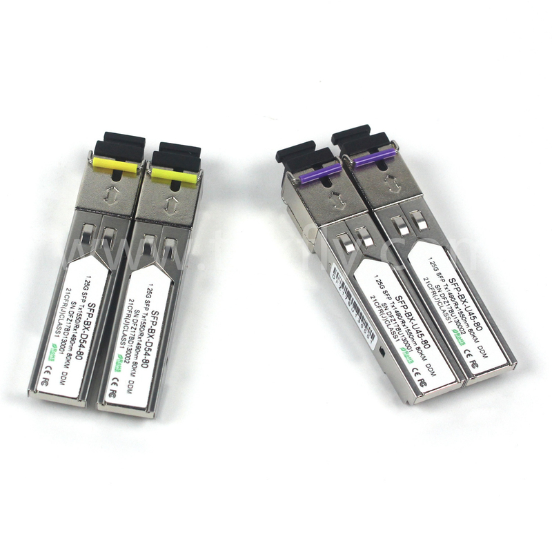 1.25G SFP BIDI MODULE D'émetteur-récepteur optique Tx1490/Rx1550nm 80KM SMF DDM LC CISCO JUNIPER HUAWEI Compatible