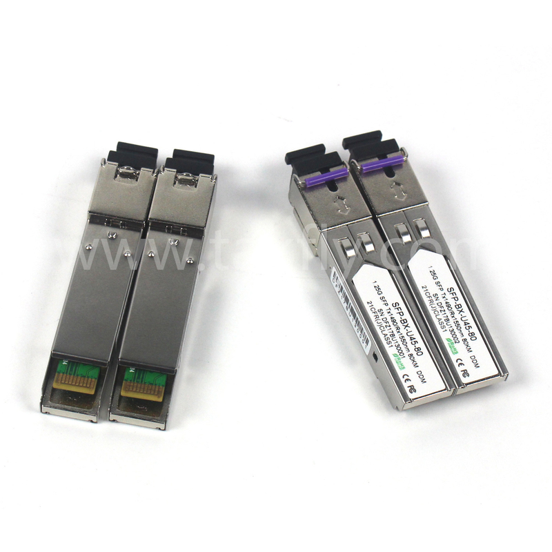 1.25G SFP BIDI Tx1550/Rx1490nm 80KM SMF DDM LC CISCO JUNIPER HUAWEI MODULE de transmetteur optique SFP compatible
