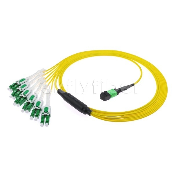 12F MPO-6x LC APC DX Uniboot SM Cordon de patch en fibre optique avec manche en nickel de 3,0 mm de diamètre