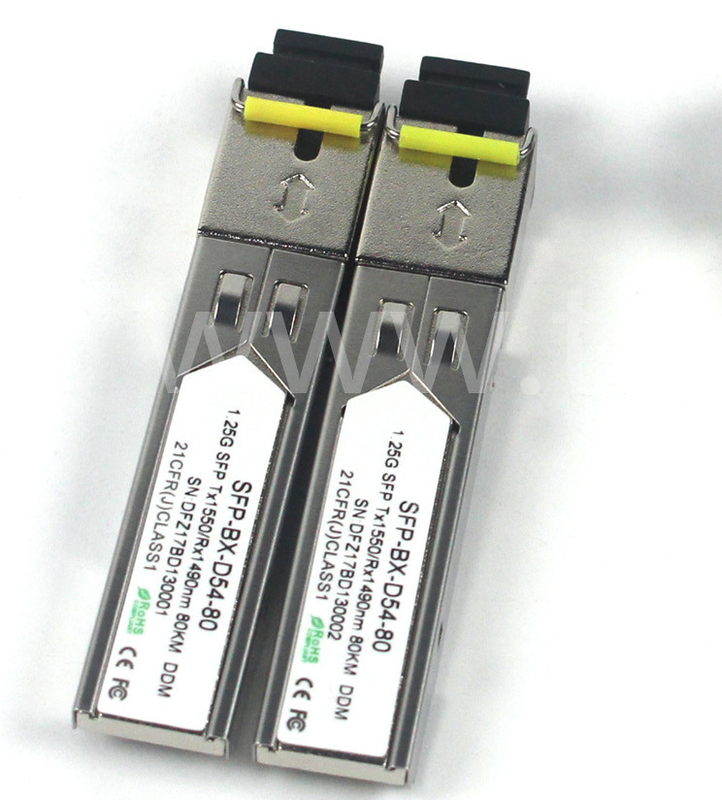 BIDI 1.25 G Transcepteur SFP Tx1550/Rx1490nm 80KM SMF DDM LC CISCO JUNIPER HUAWEI Compatible