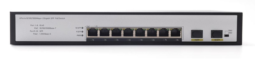 DF-2F-8GP 2 ports 10/100/1000Mbps 8+2 Ports à fibre Uplink Commutateur réseau Gigabit Poe