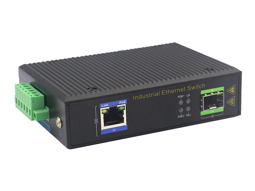Commutateur POE Gigabit industriel avec 1 port SFP et montage DIN-Rail