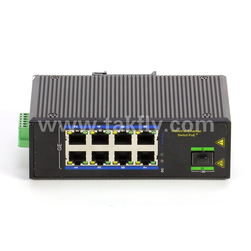 Commutateur industriel Gigabit POE à 8 ports avec montage SFP DIN-Rail