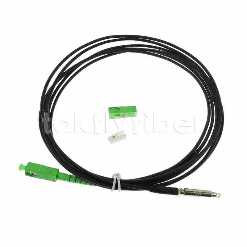 Cordon de brassage à fibre optique SC APC avec gaine noire en fibre TPU G657A2 et CPR Eca évalué pour câble de dérivation FTTH
